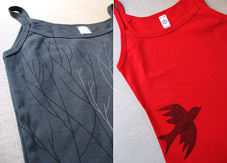 Twiggy and Fly Away women's singlets by Wildgarden Twiggy and Fly Away women's singlets by Wildgarden
