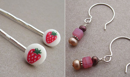 Strawberry Hair Slides and Desert De Chocolate Earrings by Cocoapod Strawberry Hair Slides and Desert De Chocolate Earrings by Cocoapod