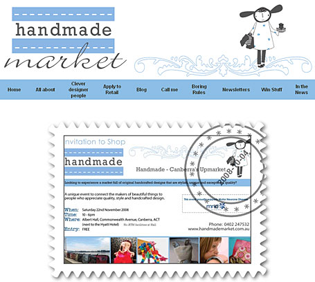 Screenshot of Canberra's Handmade Market blog Screenshot of Canberra's Handmade Market blog