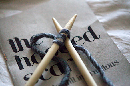 First three stitches of the scarf - KnitKnit Hooded Scarf project First three stitches of the scarf - KnitKnit Hooded Scarf project