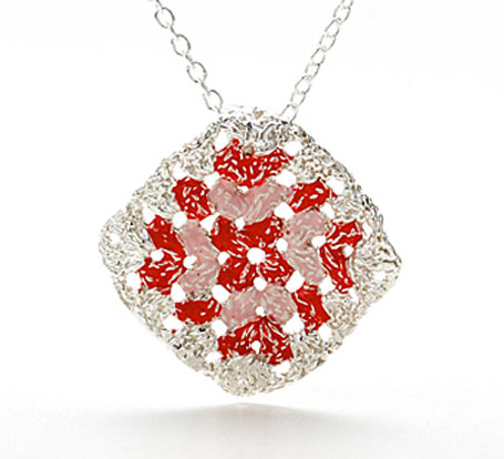 Red crochet granny necklace by Vic Mason from Oye Modern Red crochet granny necklace by Vic Mason from Oye Modern