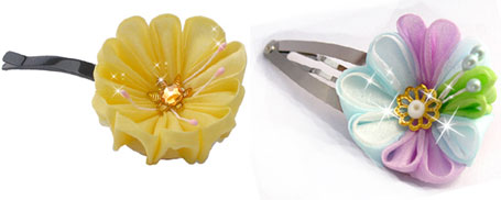 Pineapple Pieces Kanzashi and Lucky Star Kanzashi - Cute hair accessories by Peachypan Pineapple Pieces Kanzashi and Lucky Star Kanzashi - Cute hair accessories by Peachypan