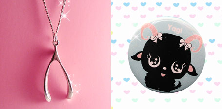 Wishbone Charm and Yagi Badge - Cute accessories by Peachypan Wishbone Charm and Yagi Badge - Cute accessories by Peachypan