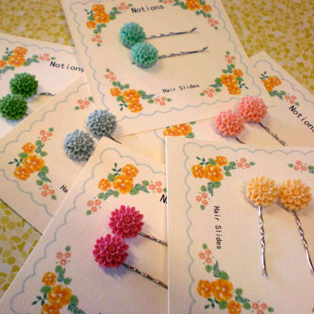 Notions Chrysanthemum Hair Slides from Ruck Rover Notions Chrysanthemum Hair Slides from Ruck Rover