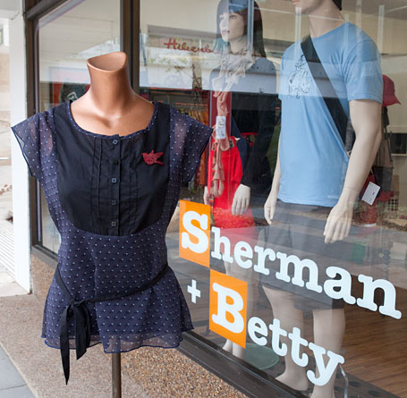 Shop window at Sherman and Betty, Katoomba, Blue Mountains NSW Shop window at Sherman and Betty, Katoomba, Blue Mountains NSW