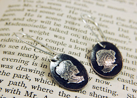 Victorian inspired silver cameo earrings by Simone Walsh Victorian inspired silver cameo earrings by Simone Walsh