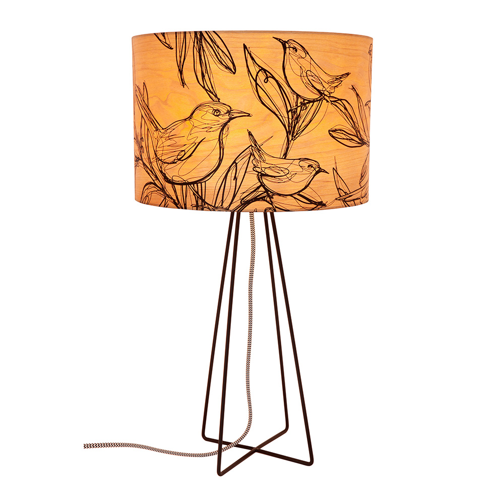 Sketch Bird Table Lamp With Black Wire Base In Art Design