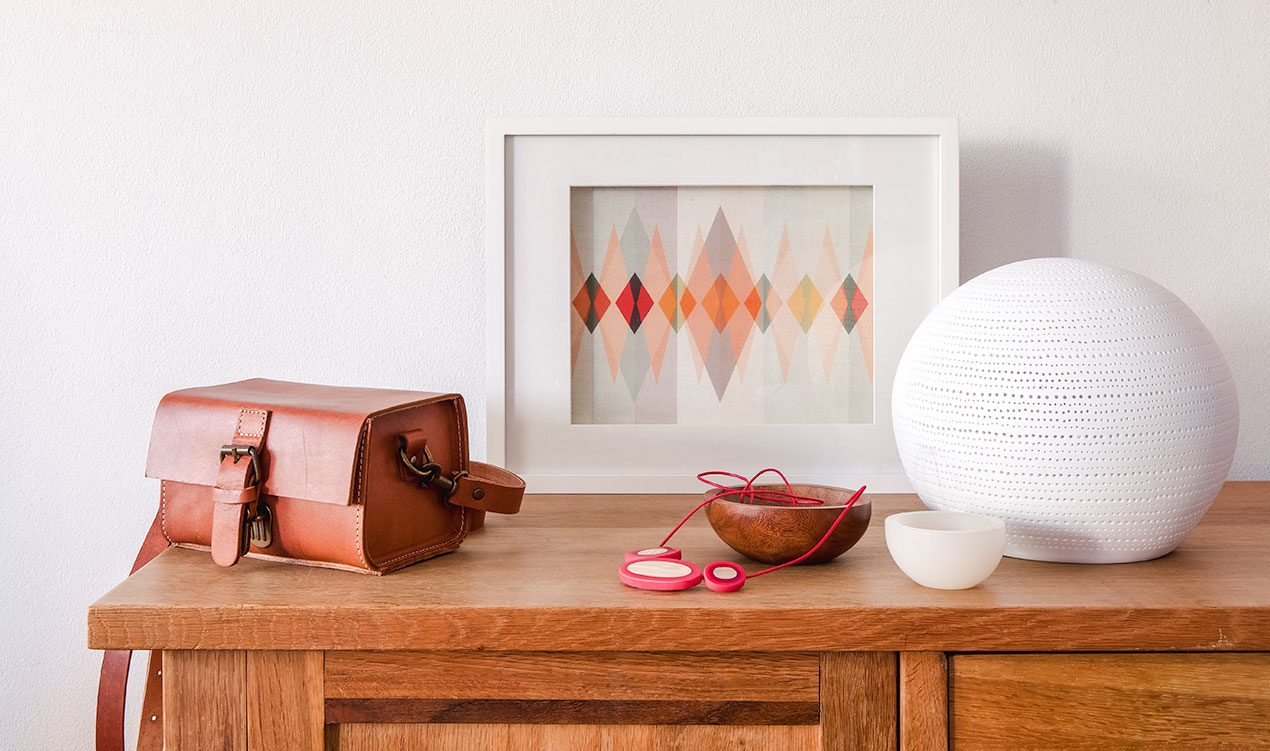 Selected indie products made from leather, wood, resin, paper & ceramic