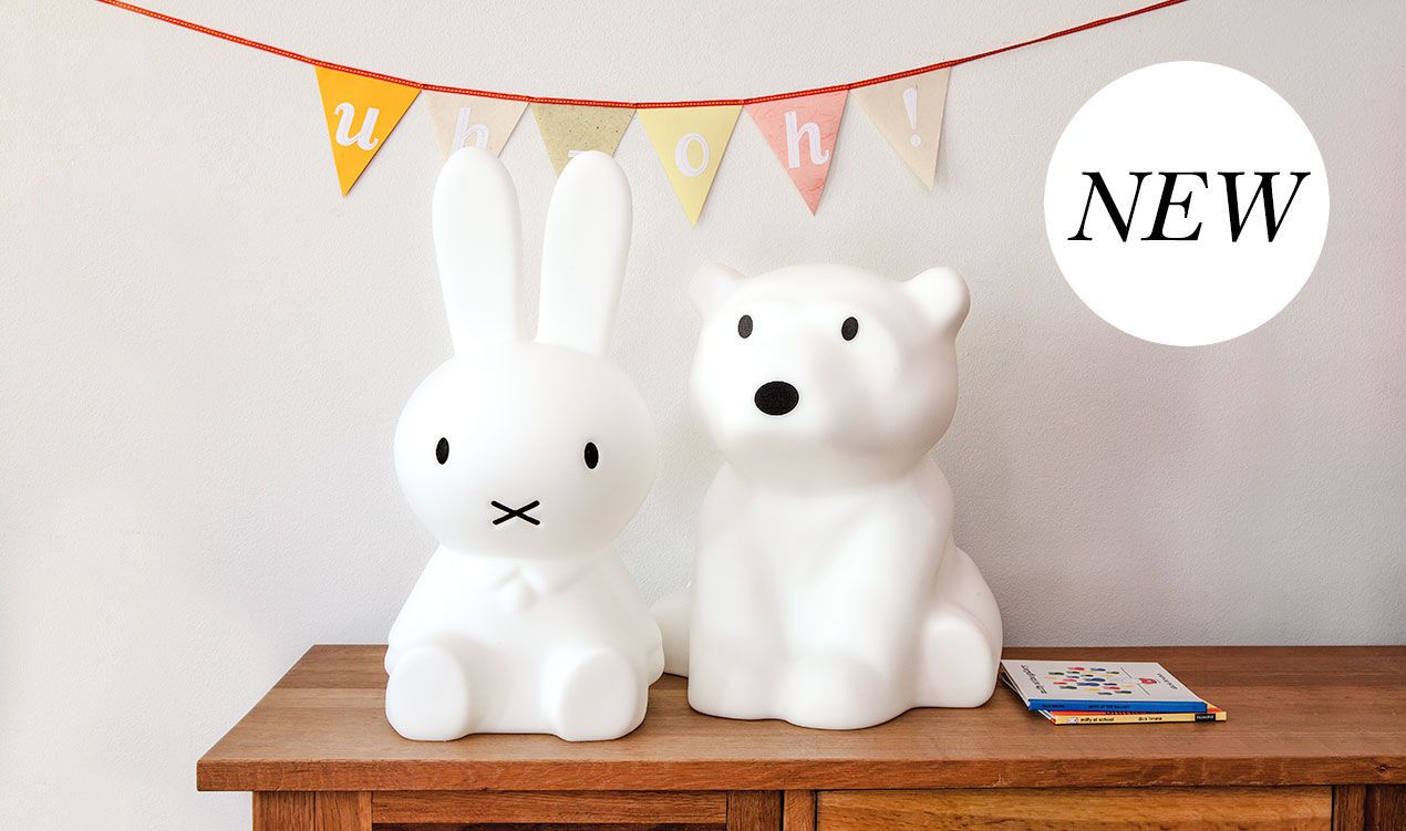 Indie styled product selection with Miffy and Nanuk table lamps.