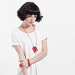Bloom Necklace - Red Resin - handmade in Melbourne by mooku