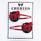 Red & Black Poodle Hair Clips by Cherish Vintage Treasures