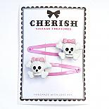 Pink & White Skull Hair Clips by Cherish Vintage Treasures