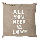 All You Need Is Love Cushion - Dark Natural, handmade in Australia by me and amber