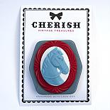 Blue & Red Pony Brooch by Cherish Vintage Treasures