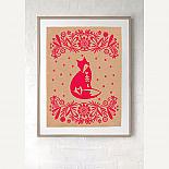 Folk Art Fox Screen Print - White on Natural Kraft Paper - made in Sydney by laikonik