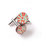 Wooden Zulu Cufflinks - Red & Blue by Polli