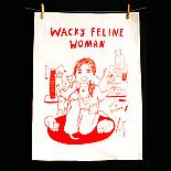 Tea Towel - Wacky Feline Woman - handmade in Melbourne by Able & Game