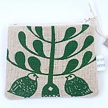 Lovebirds Flat Purse - Green on Natural by Mingus