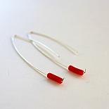 Raspberry Candy sterling silver earrings with red glass detail by Finchbird
