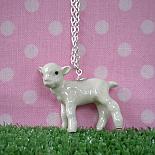 Lamb Hand Painted Pendant on Silver Chain by Meow Girl