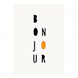 Orange Bonjour Neon Geometric Limited Edition Screen Print on Paper handmade in Australia by me and amber