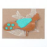Peacock Leather Brooch by Mingus