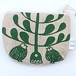 Lovebirds Standing Purse - Green on Natural by Mingus