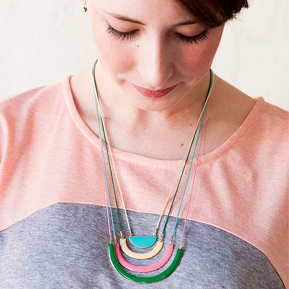 Four Piece Rainbow Enamel Necklace by Love Hate