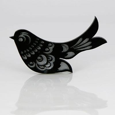 Hohloma Bird Brooch - Black & Aluminium by a skulk of foxes
