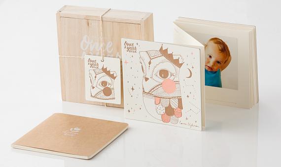 New Baby Journal - Once a Year Photo Book - Owl - handmade in Australia by Laikonik & Laura Blythman