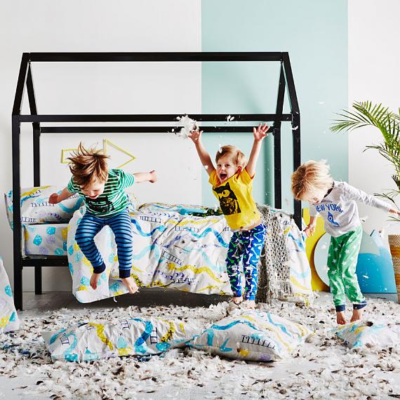 Pillowfight! Snakes & Ladders Reversible Collection - designed in Melbourne by Goosebumps Boutique Bedding