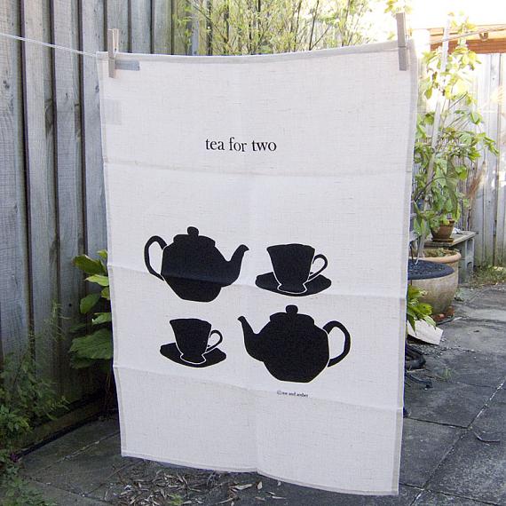 Tea For Two linen tea towel by me and amber