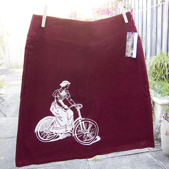 Vintage Bike Print Skirt in Wine by Berserk