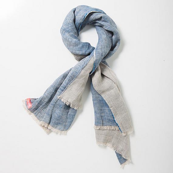 Pure Linen Two-toned Unisex Scarf - Agate | Indigo - designed in Australia by Laikonik