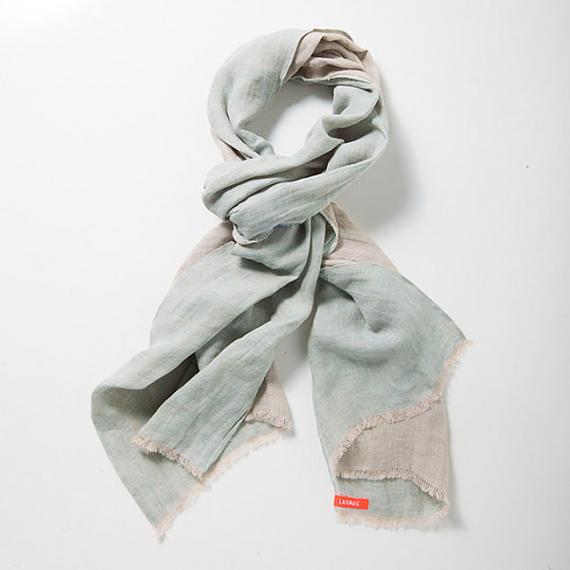 Pure Linen Two-toned Unisex Scarf - Sage | Natural - designed in Australia by Laikonik