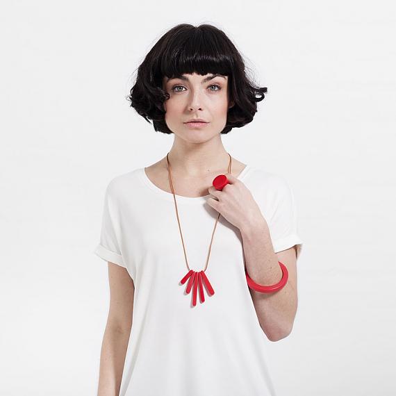 Bloom Necklace - Red Resin - handmade in Melbourne by mooku