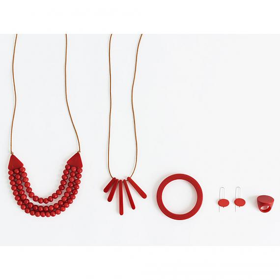 Red resin jewellery designed and made in Australia by mooku