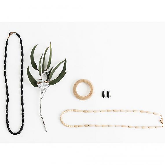 Jewellery including the Seed Necklace in Natural handmade in Melbourne by mooku