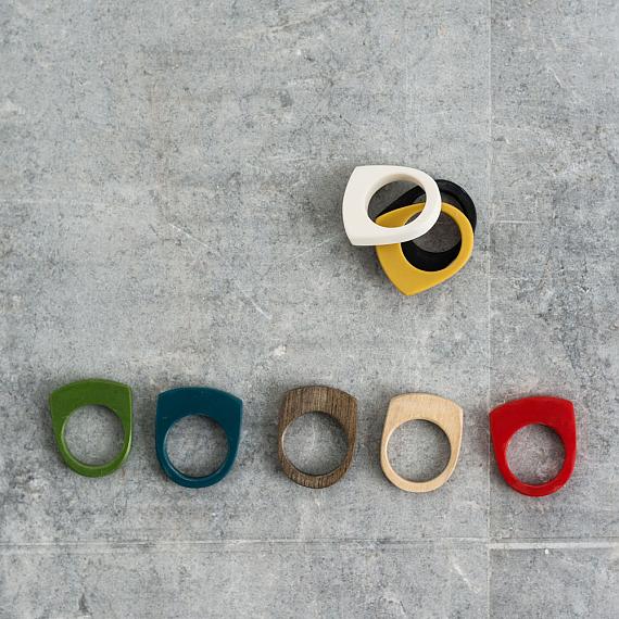 Stacking resin and wood rings designed and handmade in Australia by mooku