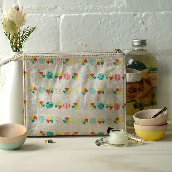 Linen Make Up Bag Pie Print by Love Hate