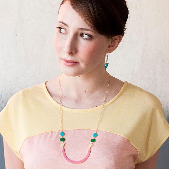 Rainbow Shapes Enamel Necklace by Love Hate