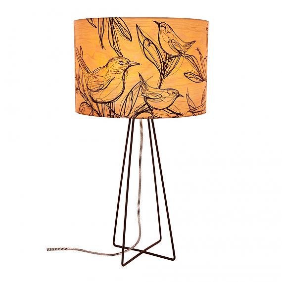 Sketch Bird Table Lamp with Black Wire Base (Turned ON) - designed in Australia by Micky & Stevie