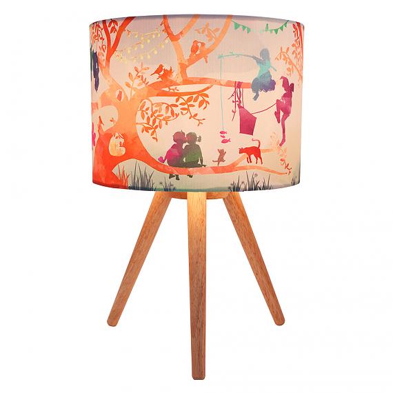 Treehouse Colour Fabric Table Lamp (Turned ON) - designed in Australia by Micky & Stevie