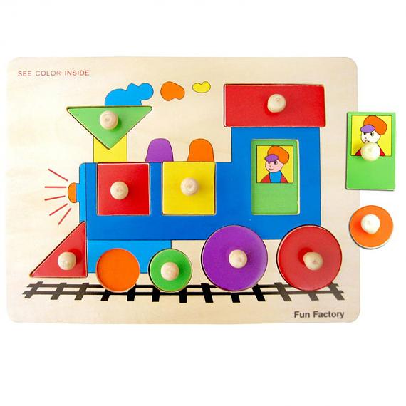 Wooden Train Puzzle with Knobs designed in Australia by Fun Factory