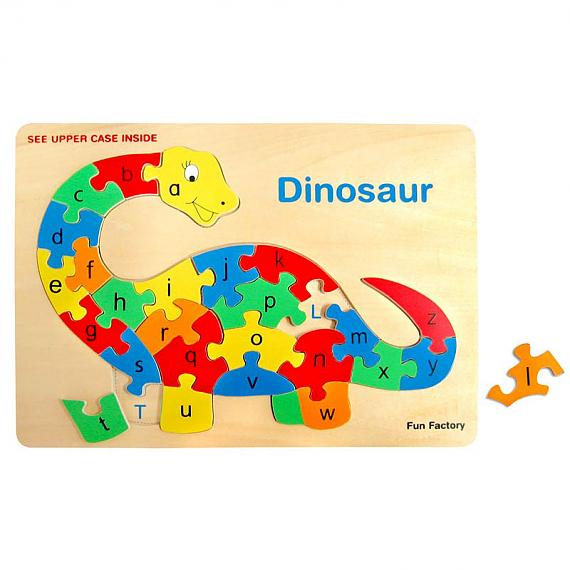 Wooden Raised Alphabet Dinosaur Jigsaw Puzzle designed in Australia by Fun Factory