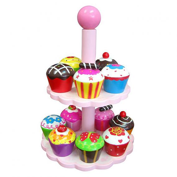 12 Wooden Cupcakes with Stand designed in Australia by Fun Factory