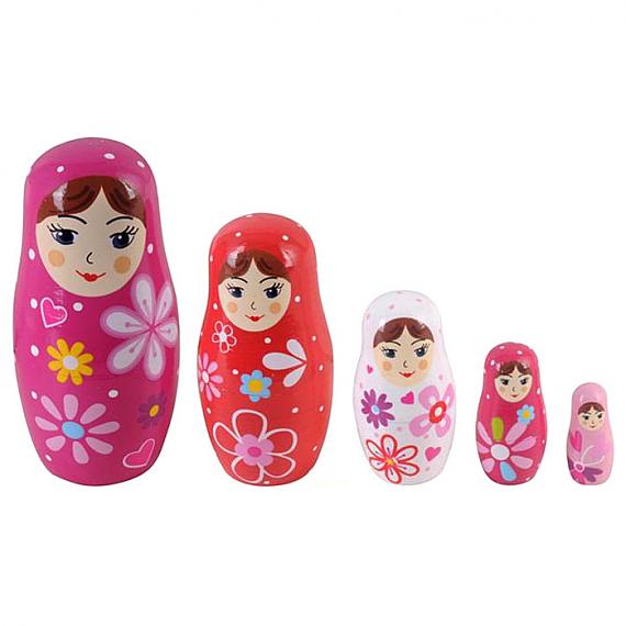 Pink Wooden Nesting Doll 5 Piece Babushka designed in Australia by Fun Factory