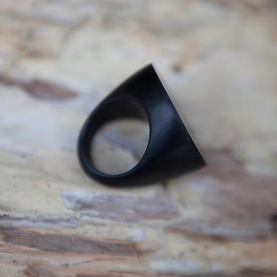 Resin Round Ring - Black - designed in Australia by mooku