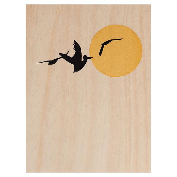 Three Birds Print on Ply Gold and Black by me and amber