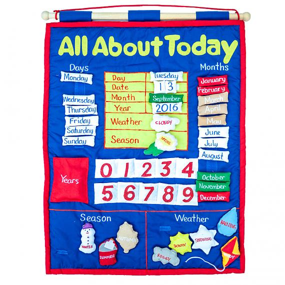 All About Today Calendar - Soft Felt Wall Hanging - designed in Australia by Growing World